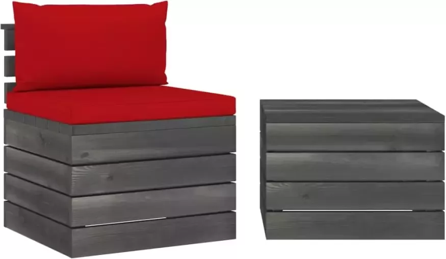 VidaXL 2-delige Loungeset met kussens pallet massief grenenhout - Foto 3