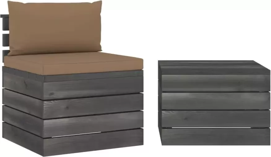 VidaXL 2-delige Loungeset met kussens pallet massief grenenhout - Foto 3