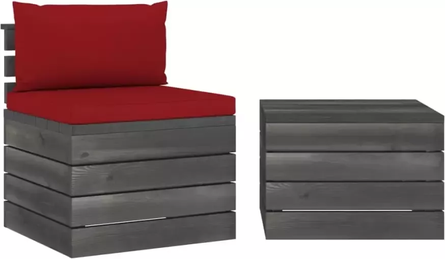 VidaXL 2-delige Loungeset met kussens pallet massief grenenhout - Foto 3