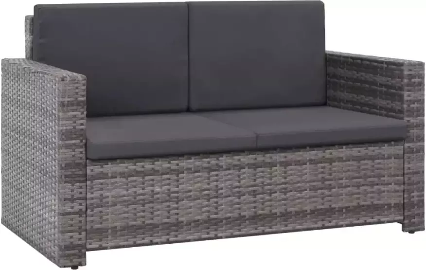 VIDAXL 2-delige Loungeset met kussens poly rattan grijs