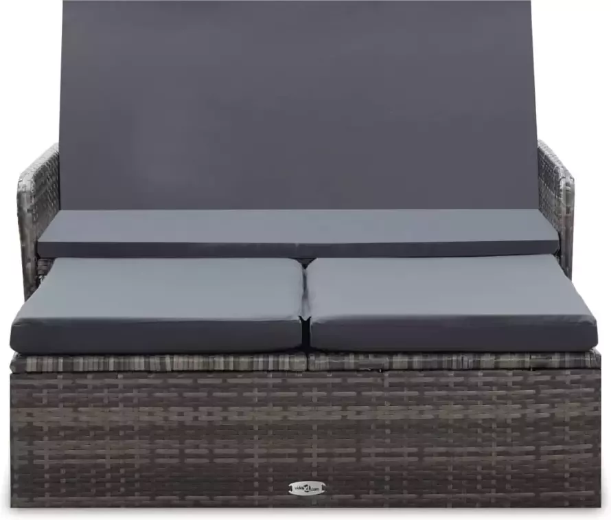 VidaXL 2-delige Loungeset met kussens poly rattan grijs