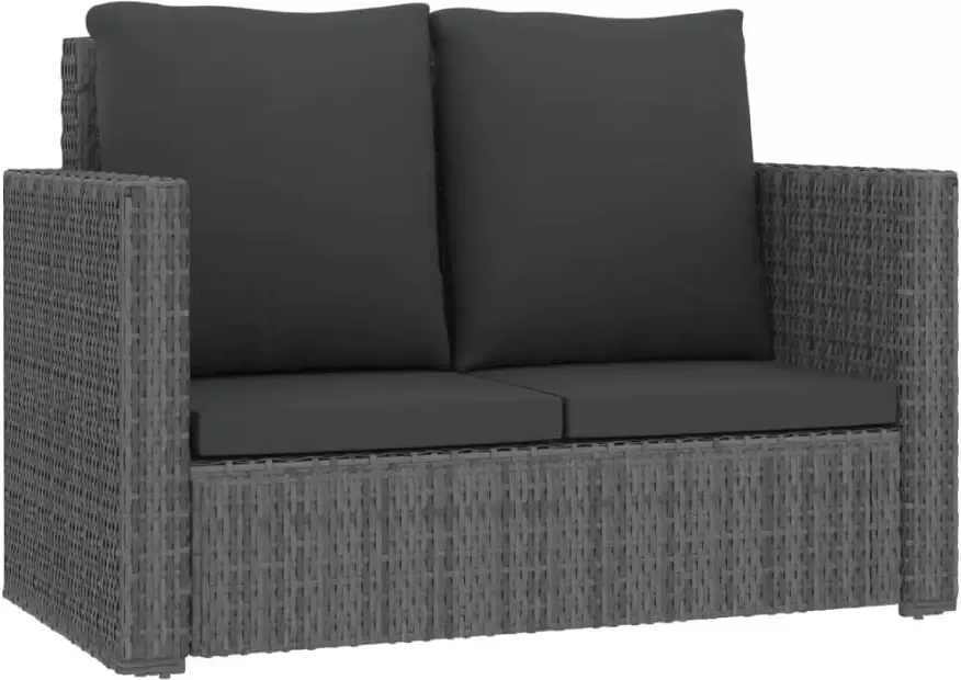 VIDAXL 2-delige Loungeset met kussens poly rattan grijs