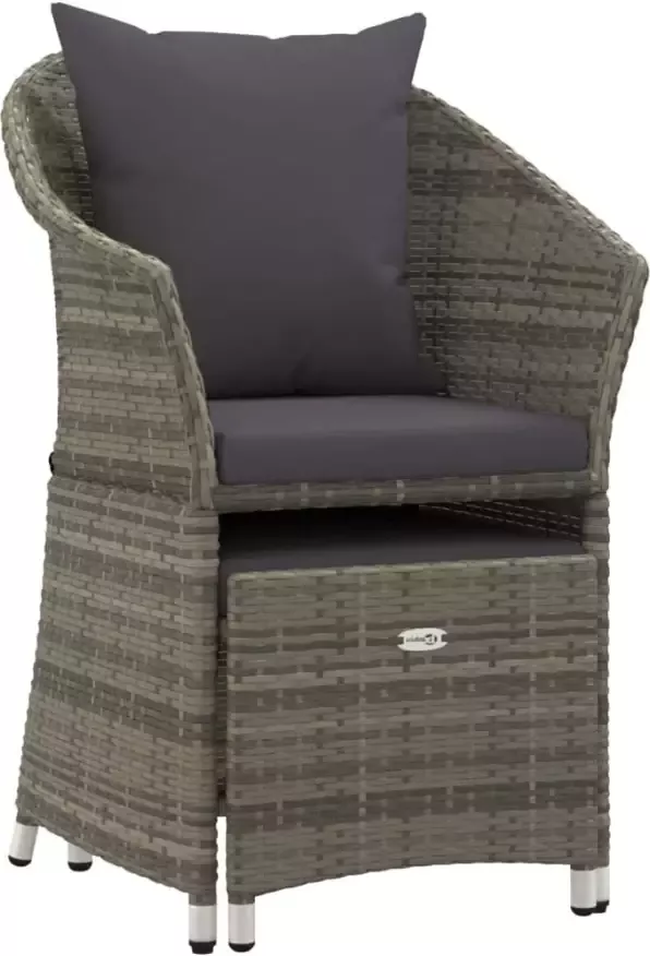 VIDAXL 2-delige Loungeset met kussens poly rattan grijs - Foto 2