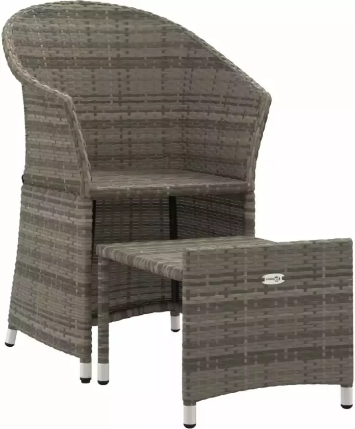 VIDAXL 2-delige Loungeset met kussens poly rattan grijs - Foto 1