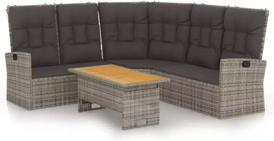 VIDAXL 2-delige Loungeset met kussens poly rattan grijs