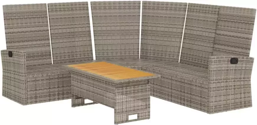 VIDAXL 2-delige Loungeset met kussens poly rattan grijs - Foto 2