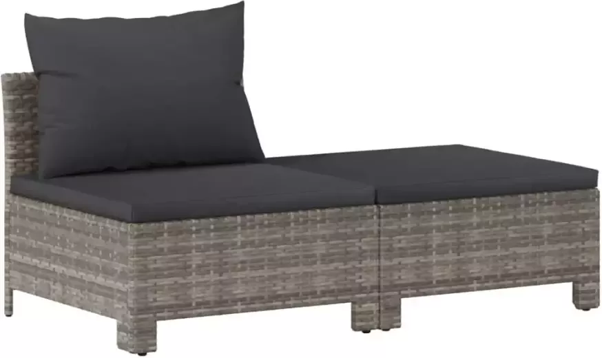 VIDAXL 2-delige Loungeset met kussens poly rattan grijs