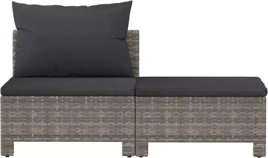 VIDAXL 2-delige Loungeset met kussens poly rattan grijs - Foto 2