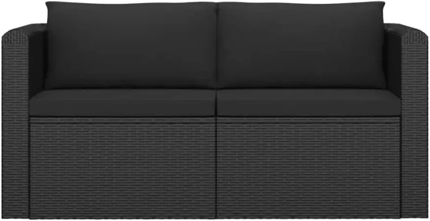 VidaXL 2-delige Loungeset met kussens poly rattan zwart - Foto 3