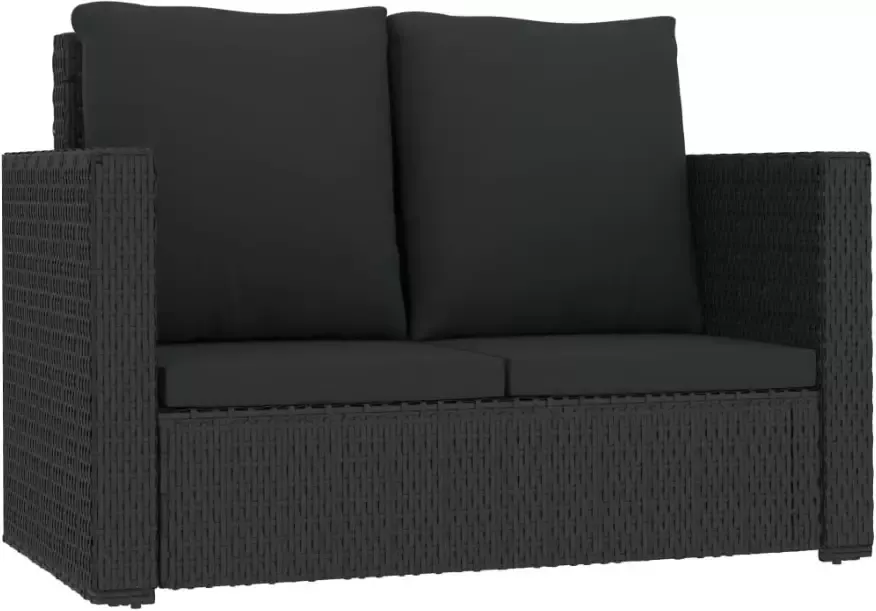 VIDAXL 2-delige Loungeset met kussens poly rattan zwart