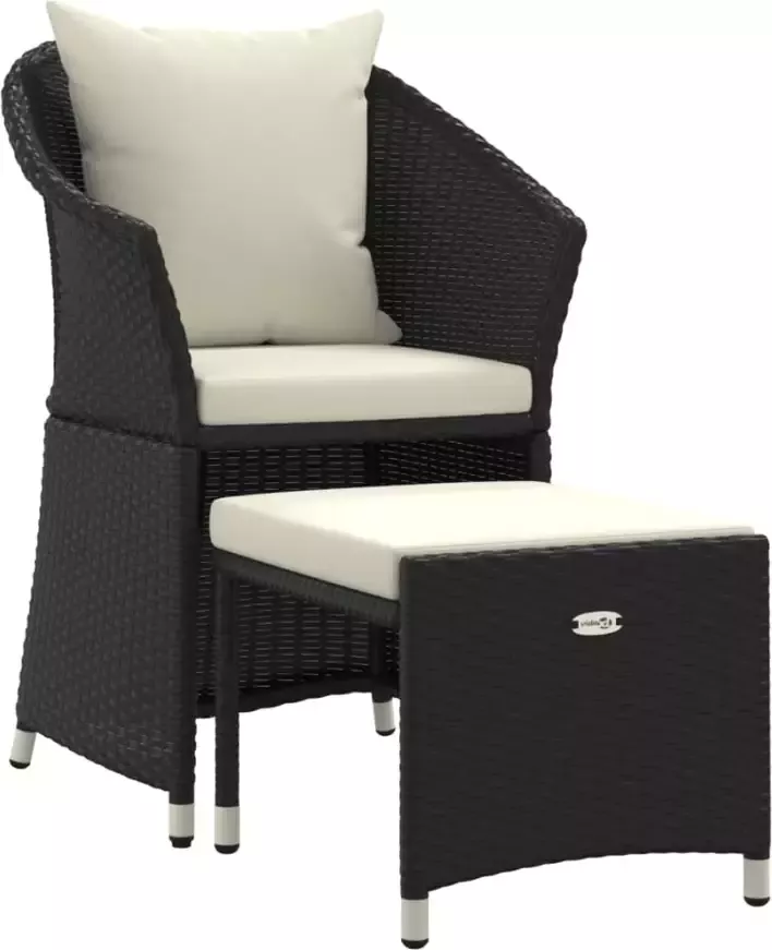 VIDAXL 2-delige Loungeset met kussens poly rattan zwart - Foto 2