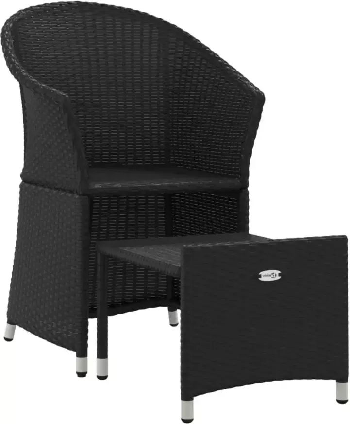 VIDAXL 2-delige Loungeset met kussens poly rattan zwart