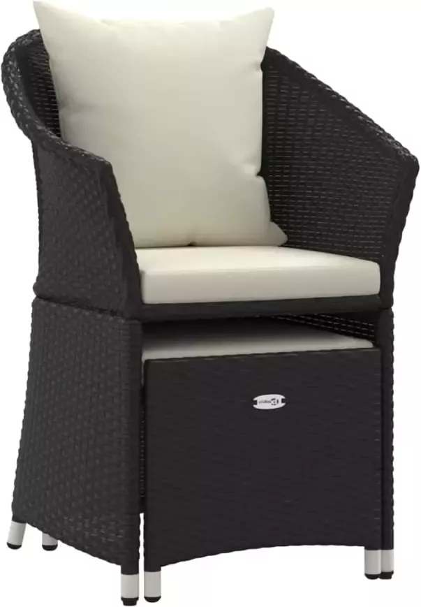 VIDAXL 2-delige Loungeset met kussens poly rattan zwart - Foto 3