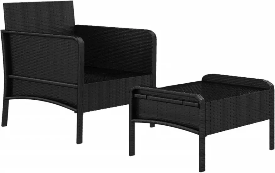 VIDAXL 2-delige Loungeset met kussens poly rattan zwart - Foto 3