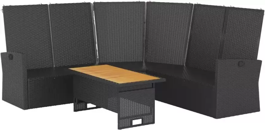 VIDAXL 2-delige Loungeset met kussens poly rattan zwart - Foto 2