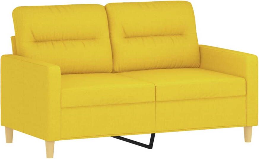VidaXL -2-delige-Loungeset-met-kussens-stof-lichtgeel