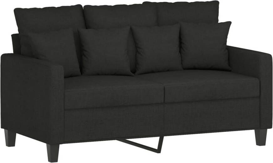 VidaXL -2-delige-loungeset-met-kussens-stof-zwart - Foto 1