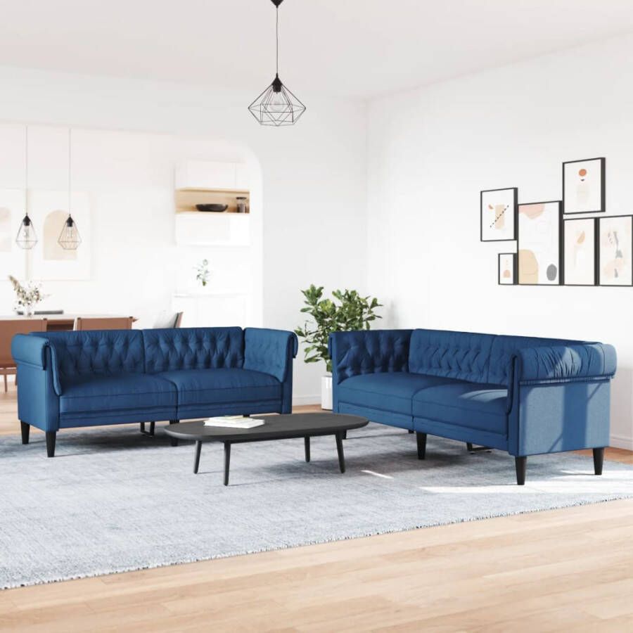 VidaXL -2-delige-Loungeset-stof-blauw