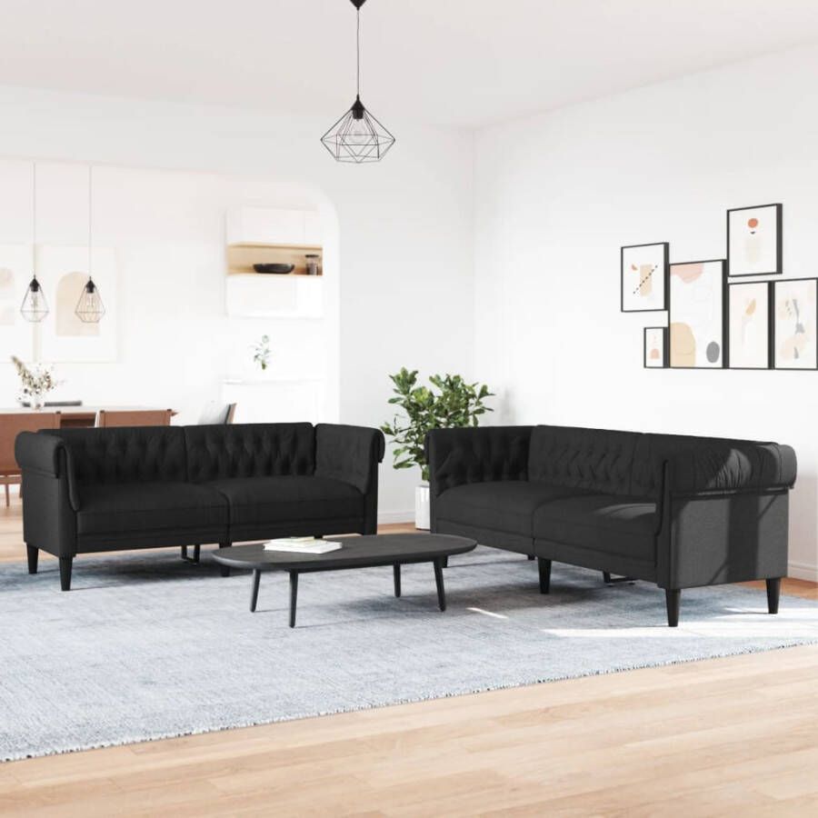 VidaXL -2-delige-Loungeset-stof-zwart