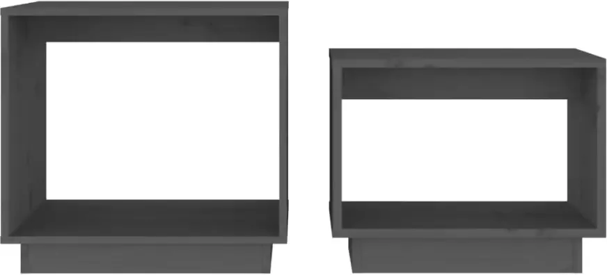 VidaXL -2-delige-Salontafelset-massief-grenenhout-grijs - Foto 5