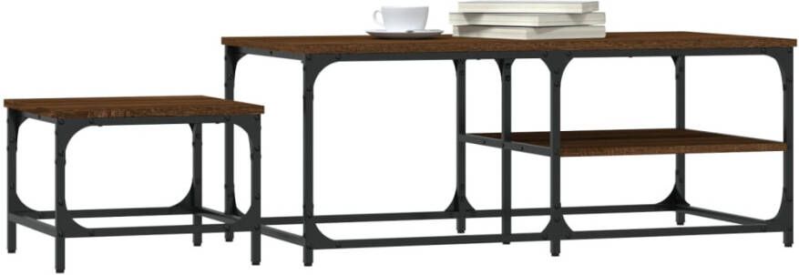 VidaXL -2-delige-Tafeltjesset-bewerkt-hout-bruin-eikenkleur