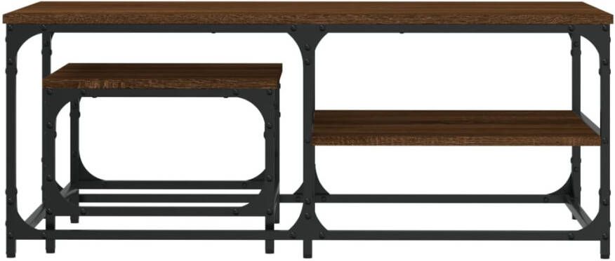 VidaXL -2-delige-Tafeltjesset-bewerkt-hout-bruin-eikenkleur - Foto 4