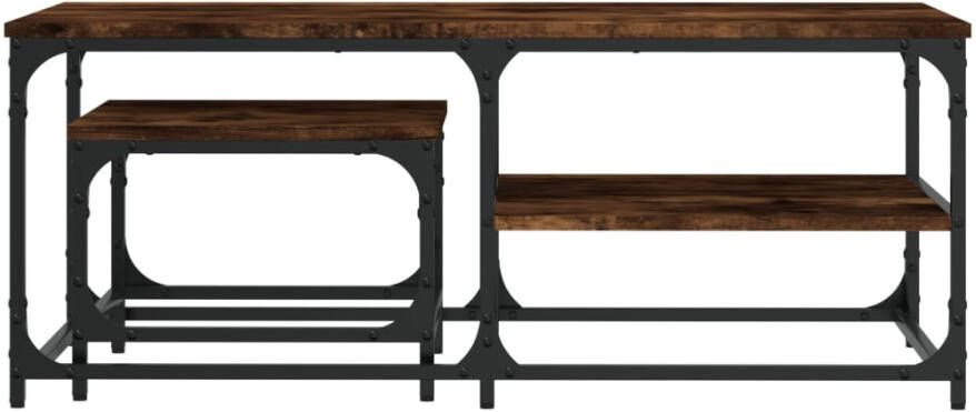 VidaXL -2-delige-Tafeltjesset-bewerkt-hout-gerookt-eikenkleurig - Foto 4