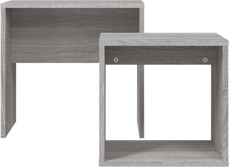 VidaXL -2-delige-Tafeltjesset-bewerkt-hout-grijs-sonoma-eikenkleurig - Foto 2