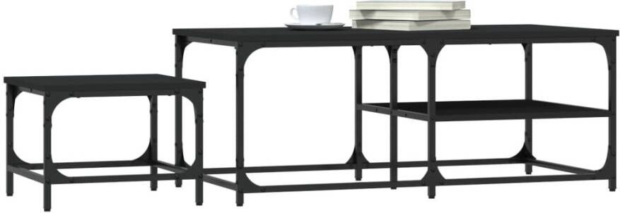 VidaXL -2-delige-Tafeltjesset-bewerkt-hout-zwart