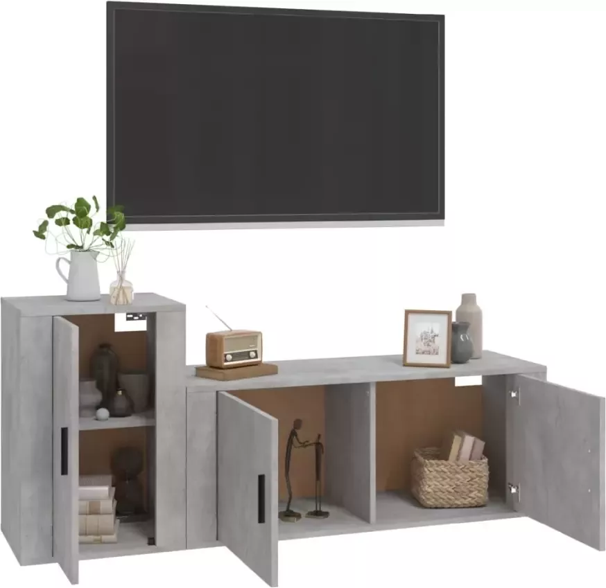 VidaXL -2-delige-Tv-meubelset-bewerkt-hout-betongrijs