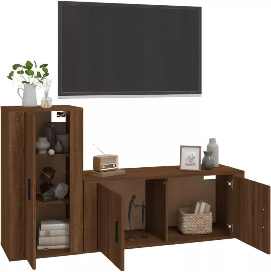 VidaXL -2-delige-Tv-meubelset-bewerkt-hout-bruineikenkleurig - Foto 1