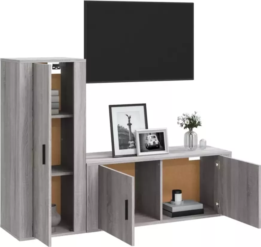 VidaXL -2-delige-Tv-meubelset-bewerkt-hout-grijs-sonoma-eikenkleurig - Foto 1