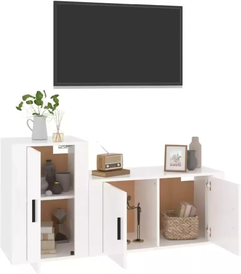VidaXL -2-delige-Tv-meubelset-bewerkt-hout-hoogglans-wit - Foto 2