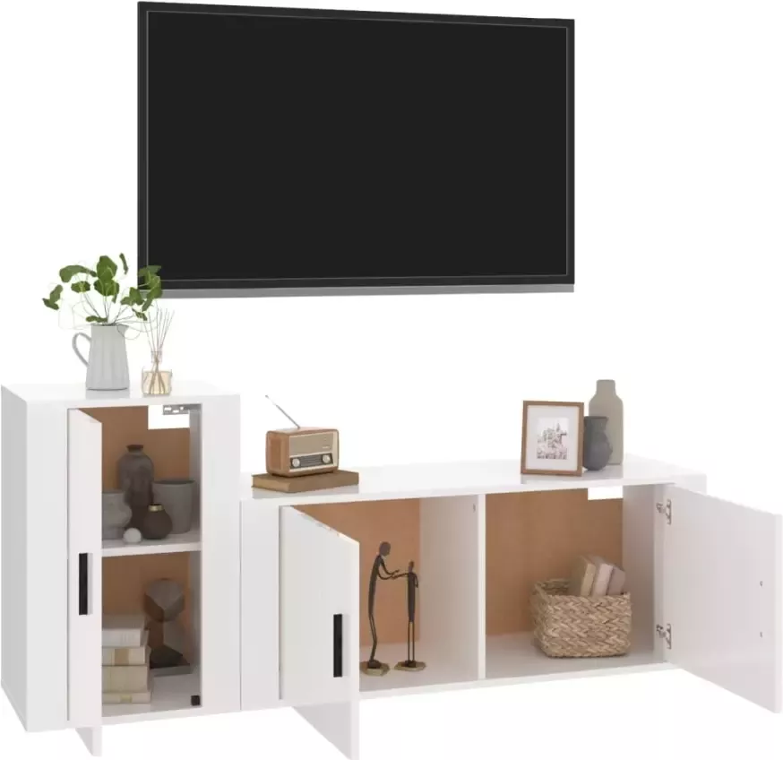 VidaXL -2-delige-Tv-meubelset-bewerkt-hout-hoogglans-wit - Foto 1
