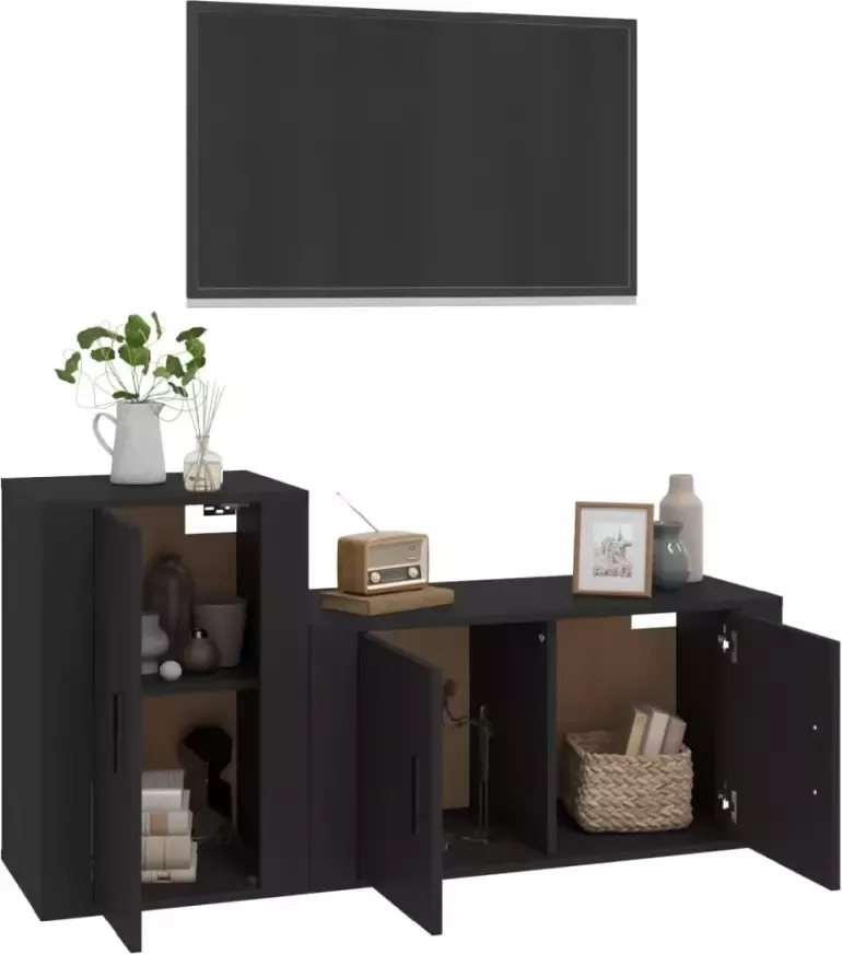 VidaXL -2-delige-Tv-meubelset-bewerkt-hout-zwart - Foto 1