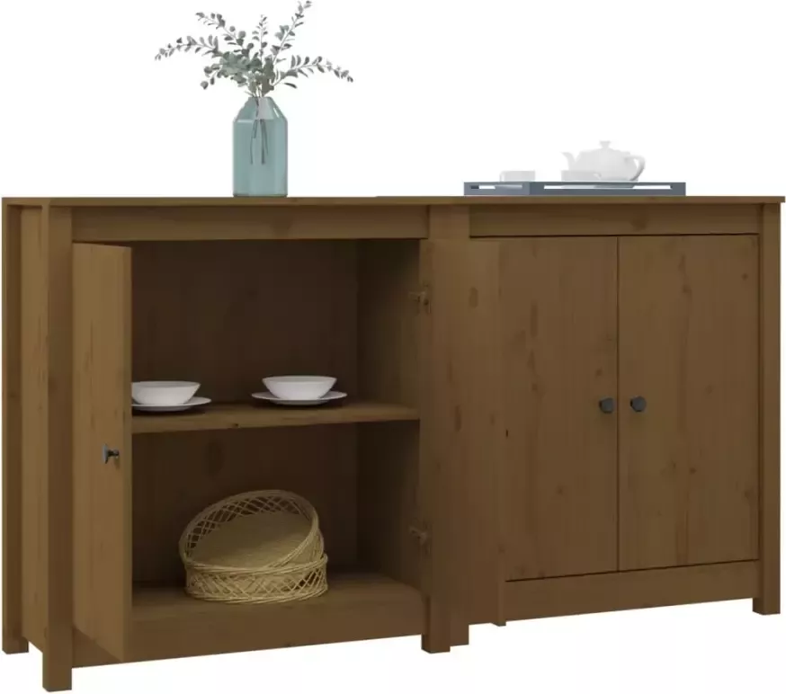 VidaXL -2-st-Dressoirs-70x35x80-cm-massief-grenenhout-honingbruin - Foto 4