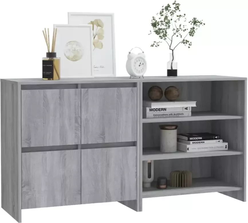 VidaXL -2-st-Dressoirs-bewerkt-hout-grijs-sonoma-eikenkleurig - Foto 4