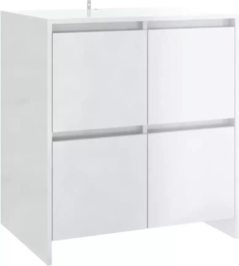 VidaXL -2-st-Dressoirs-bewerkt-hout-hoogglans-wit - Foto 2