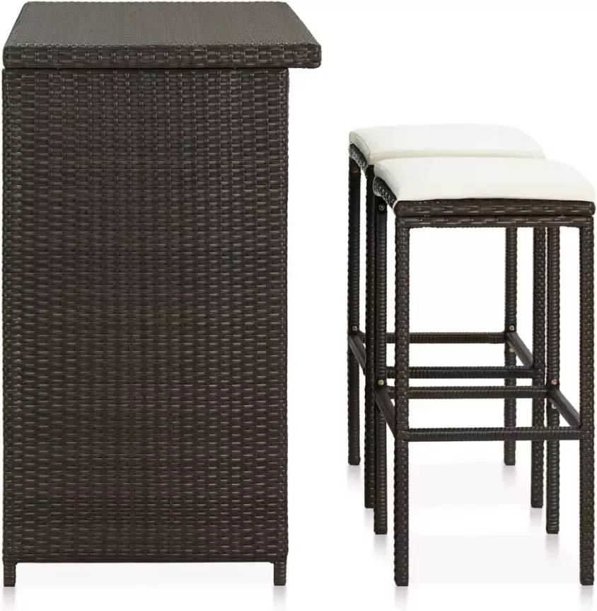 VidaXL -3-delige-Barset-poly-rattan-bruin - Foto 3