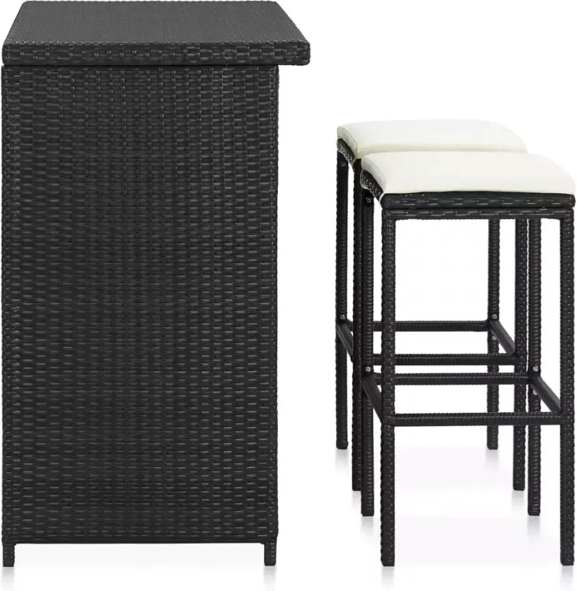 VidaXL -3-delige-Barset-poly-rattan-zwart - Foto 4