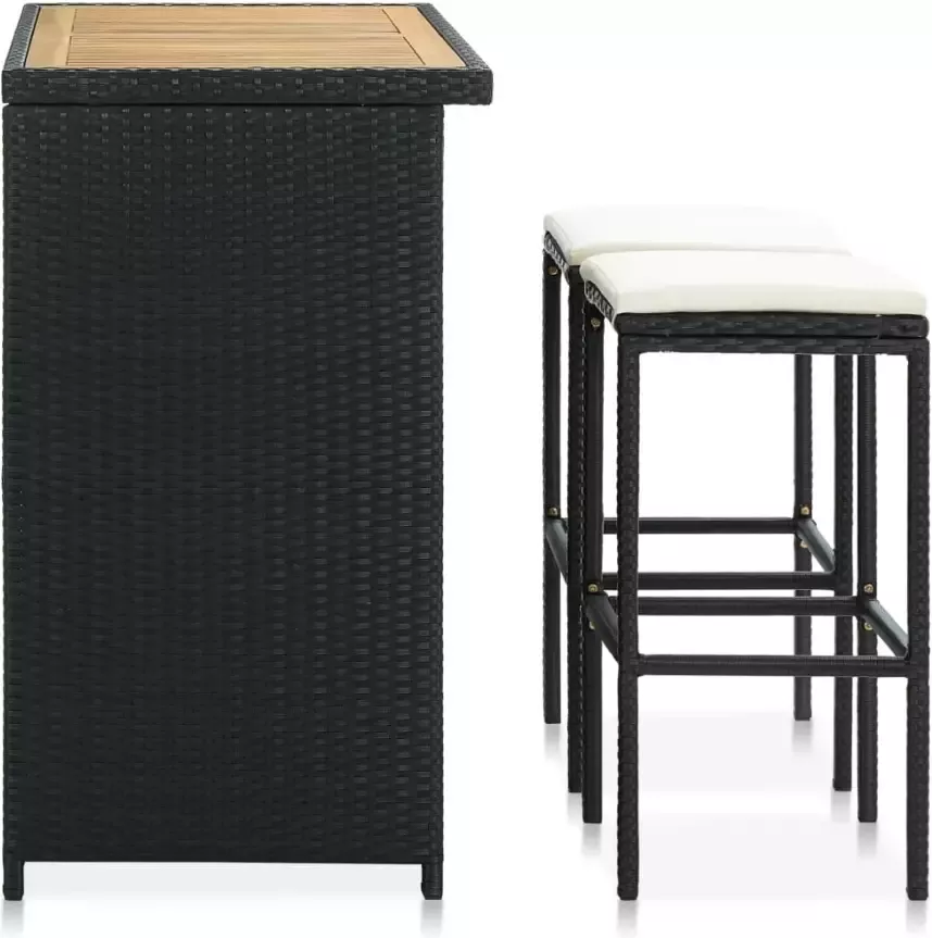 VidaXL -3-delige-Barset-poly-rattan-zwart - Foto 5
