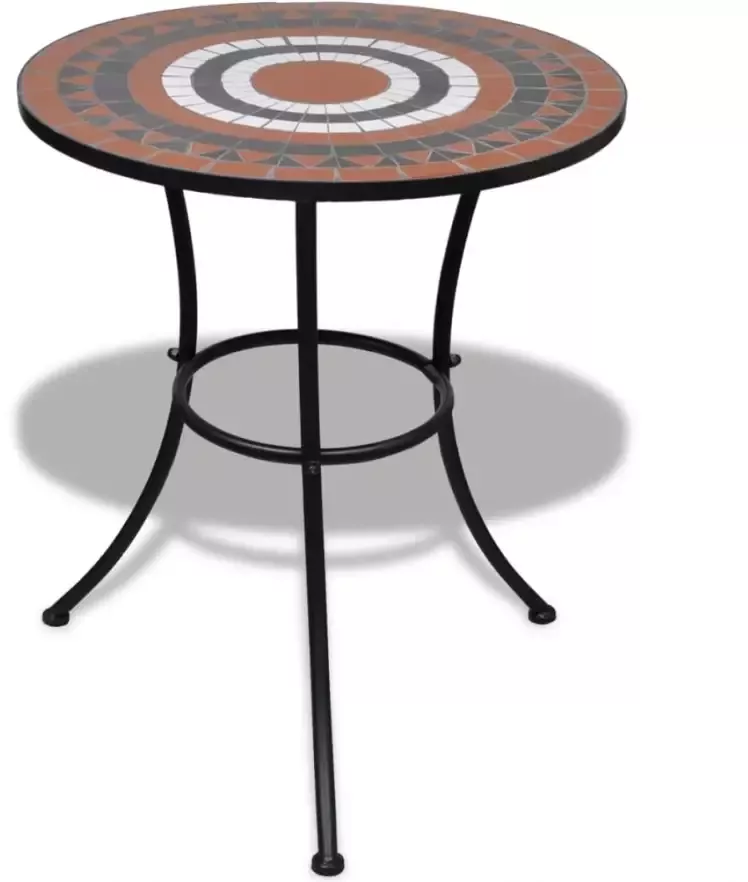 VidaXL Bistrotafel met 2 stoelen 60 cm mozaïek terracotta|wit - Foto 2