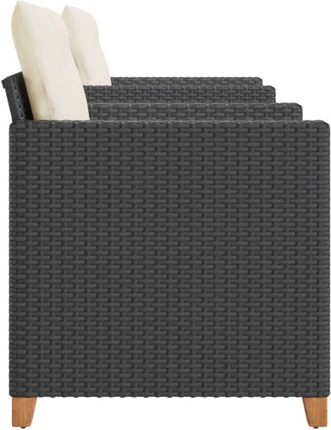 VIDAXL 3-delige Bistroset met kussens poly rattan en acaciahout zwart