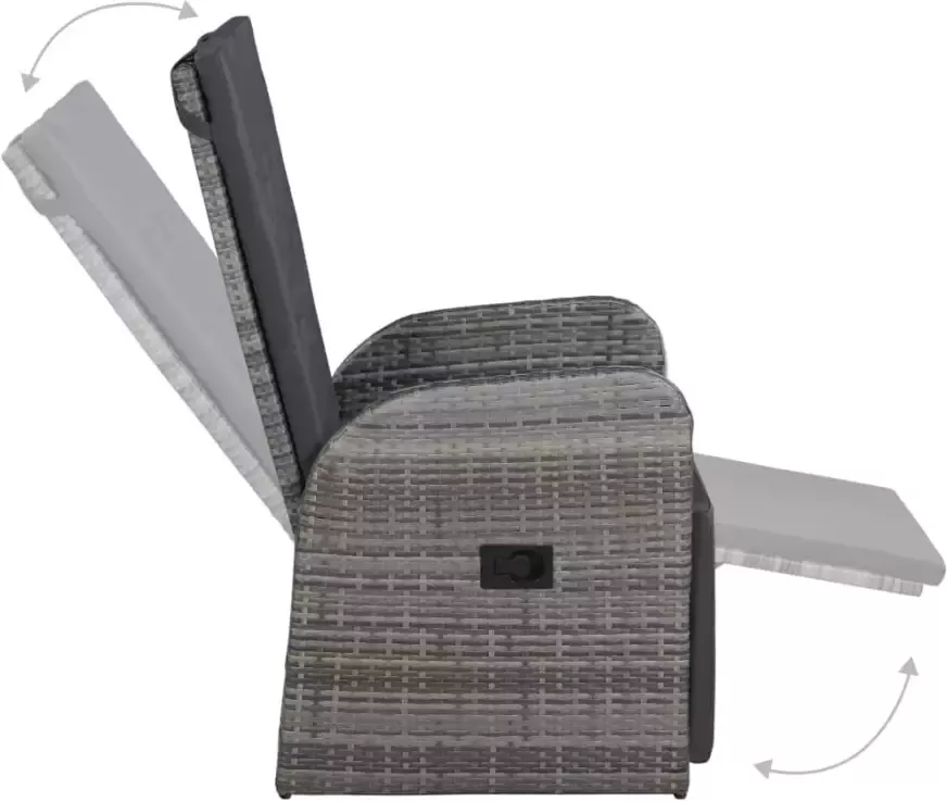 VIDAXL 3-delige Bistroset met kussens poly rattan grijs - Foto 2