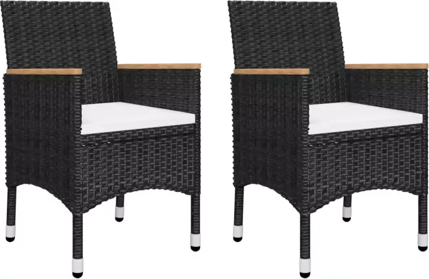 VIDAXL 3-delige Bistroset poly rattan en acaciahout zwart - Foto 2