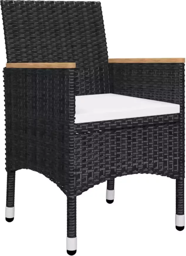 VIDAXL 3-delige Bistroset poly rattan en acaciahout zwart - Foto 1