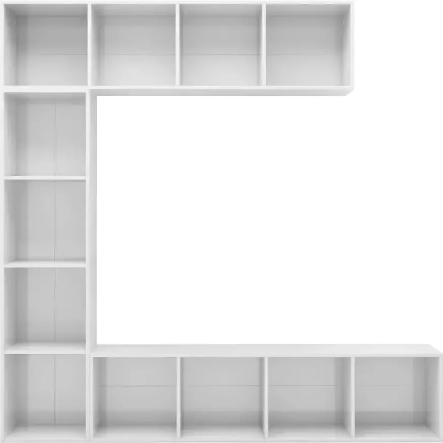 VidaXL -3-delige-Boekenkast- tv-meubelset-180x30x180-cm-hoogglans-wit - Foto 3