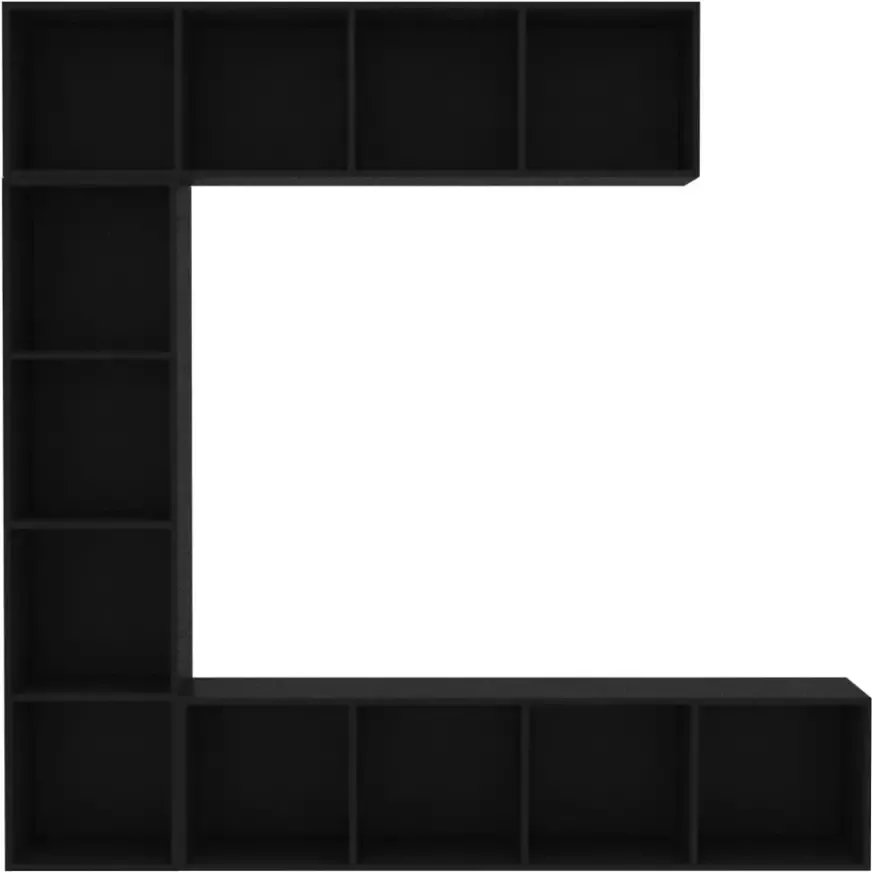 VidaXL -3-delige-Boekenkast- tv-meubelset-180x30x180-cm-zwart
