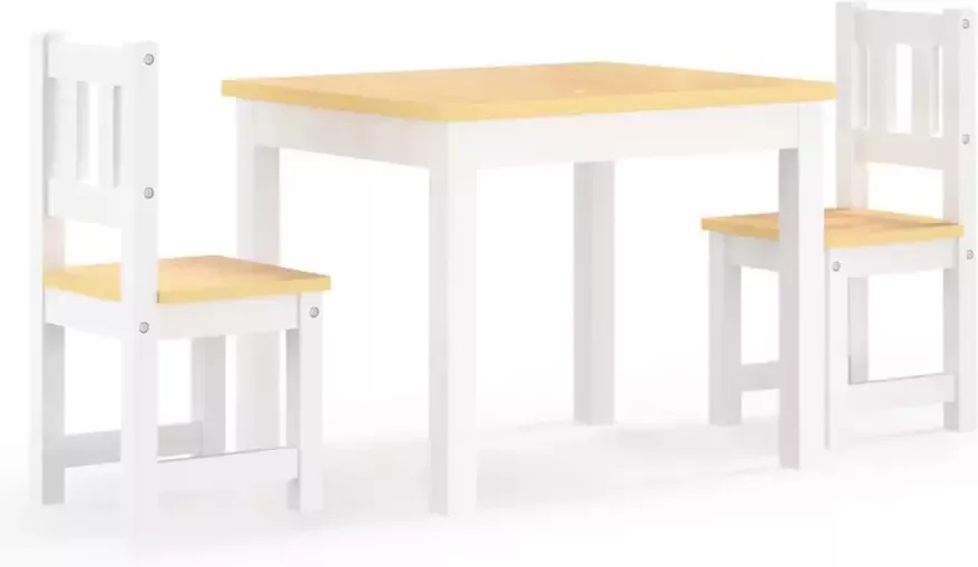 VIDAXL 3-delige Kindertafel- en stoelenset MDF wit en grijs
