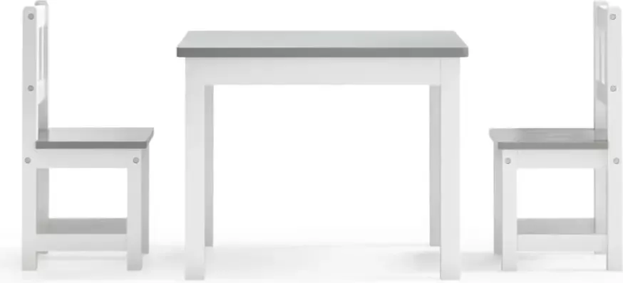 VIDAXL 3-delige Kindertafel- en stoelenset MDF wit en grijs - Foto 3
